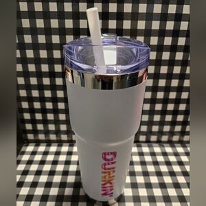 Dunkin Donuts White Tumbler with Straw
